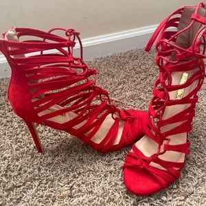 size 11 fancy hot red high heels